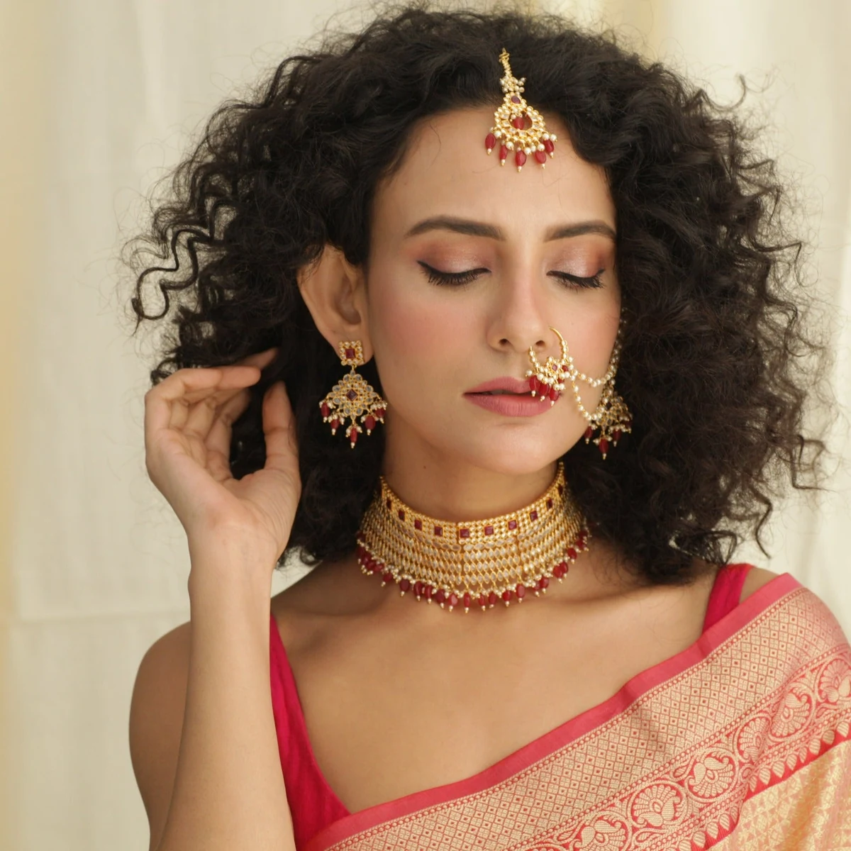 Premium Ogan Kundan Bridal Set thumbnail 3