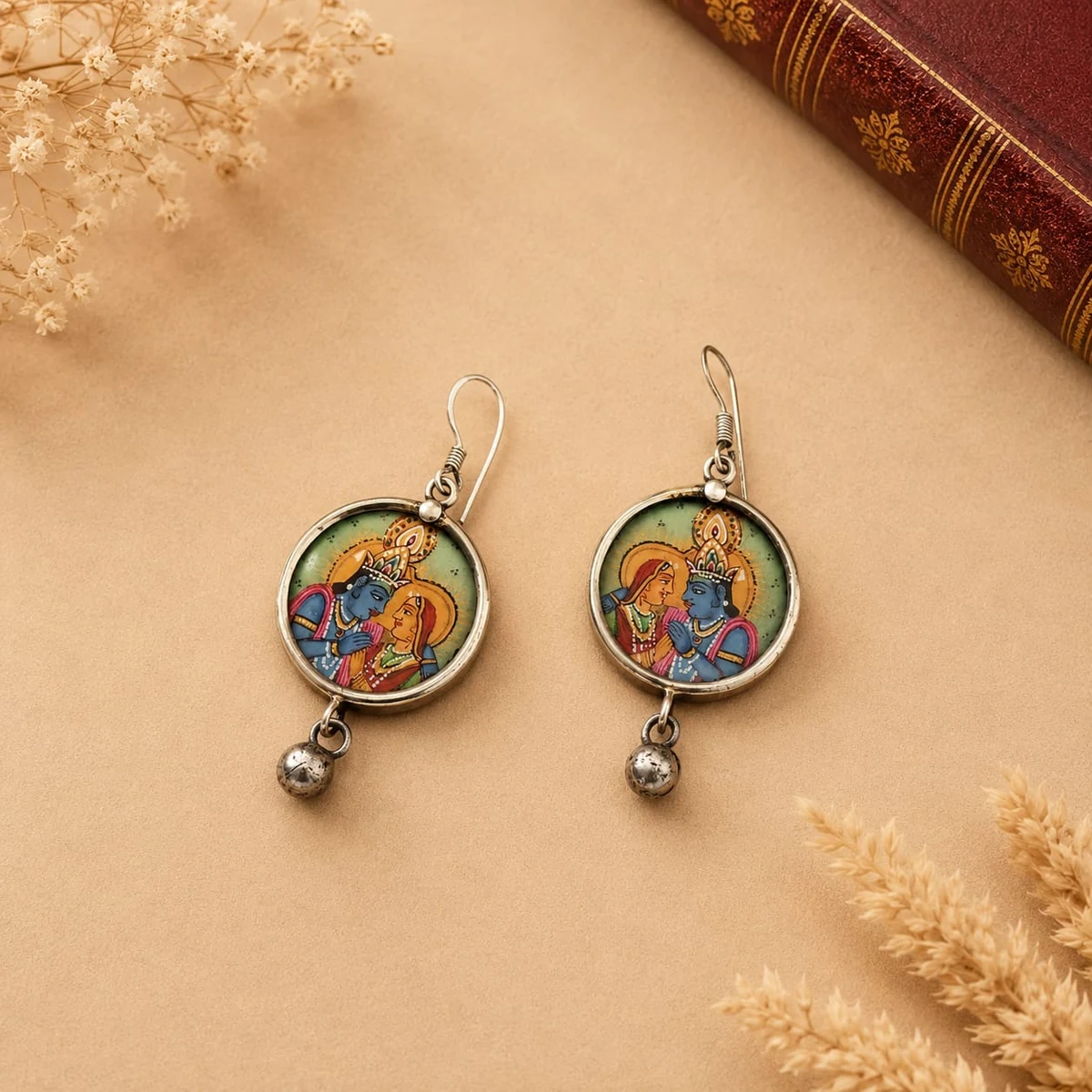 Premium Pichwai Oxidized Dangler thumbnail 3