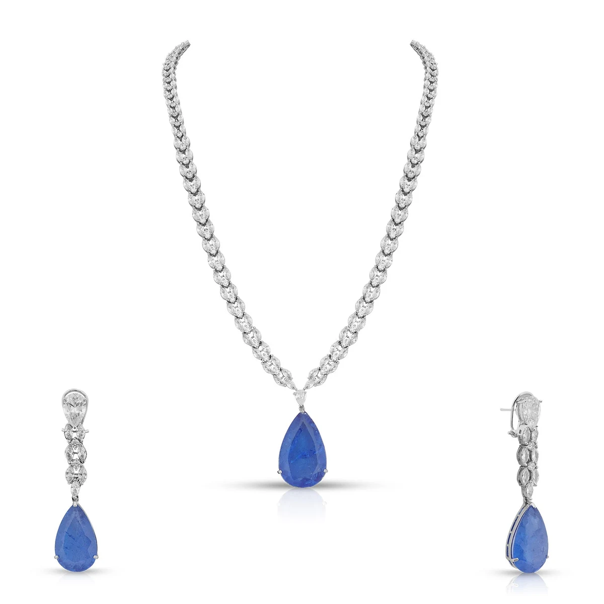 Premium Amilah - Emerald Green Single Stone Necklace Set thumbnail 3