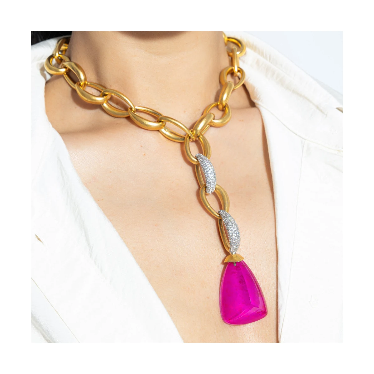 Premium Layla - Gold Link & Doublet Necklace thumbnail 3
