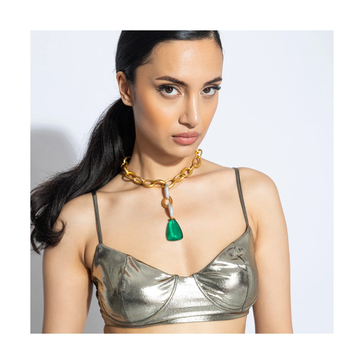 Premium Layla - Gold Link & Doublet Necklace thumbnail 4
