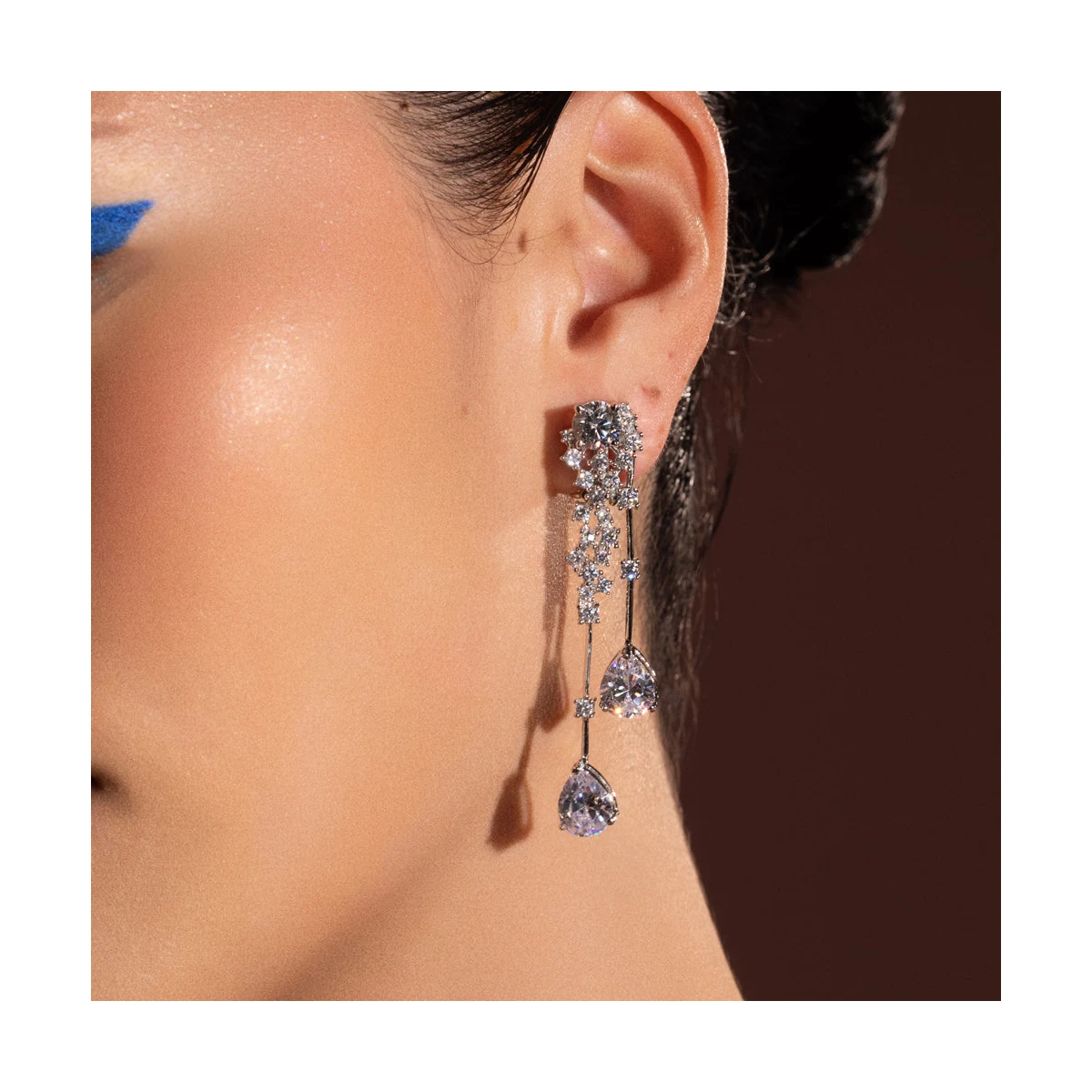Premium Andaleeb - CZ Diamond Dangle Earring thumbnail 2