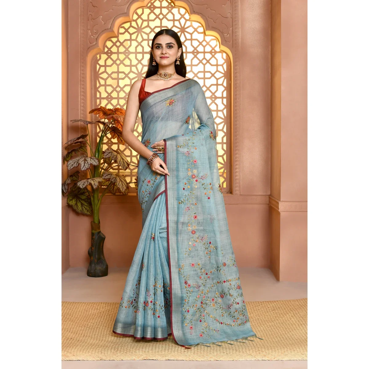Lilen Printcharm Lilen Saree For Semi Formal Wear thumbnail 4
