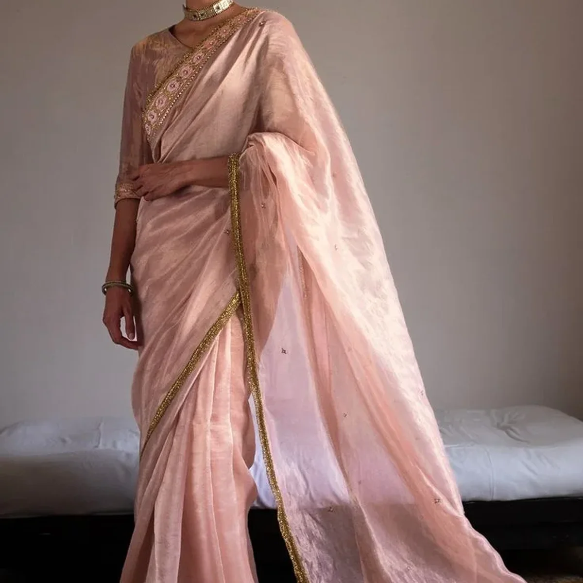Embroidered Chanderi Silk Saree thumbnail 4