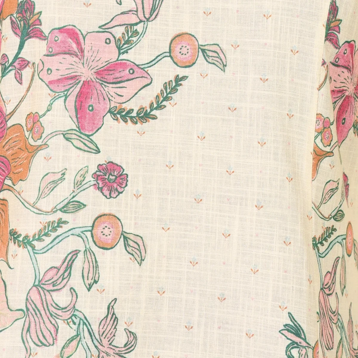 Beige Floral Printed Pure Cotton A-line Kurta with Pants Co-ord Set thumbnail 3