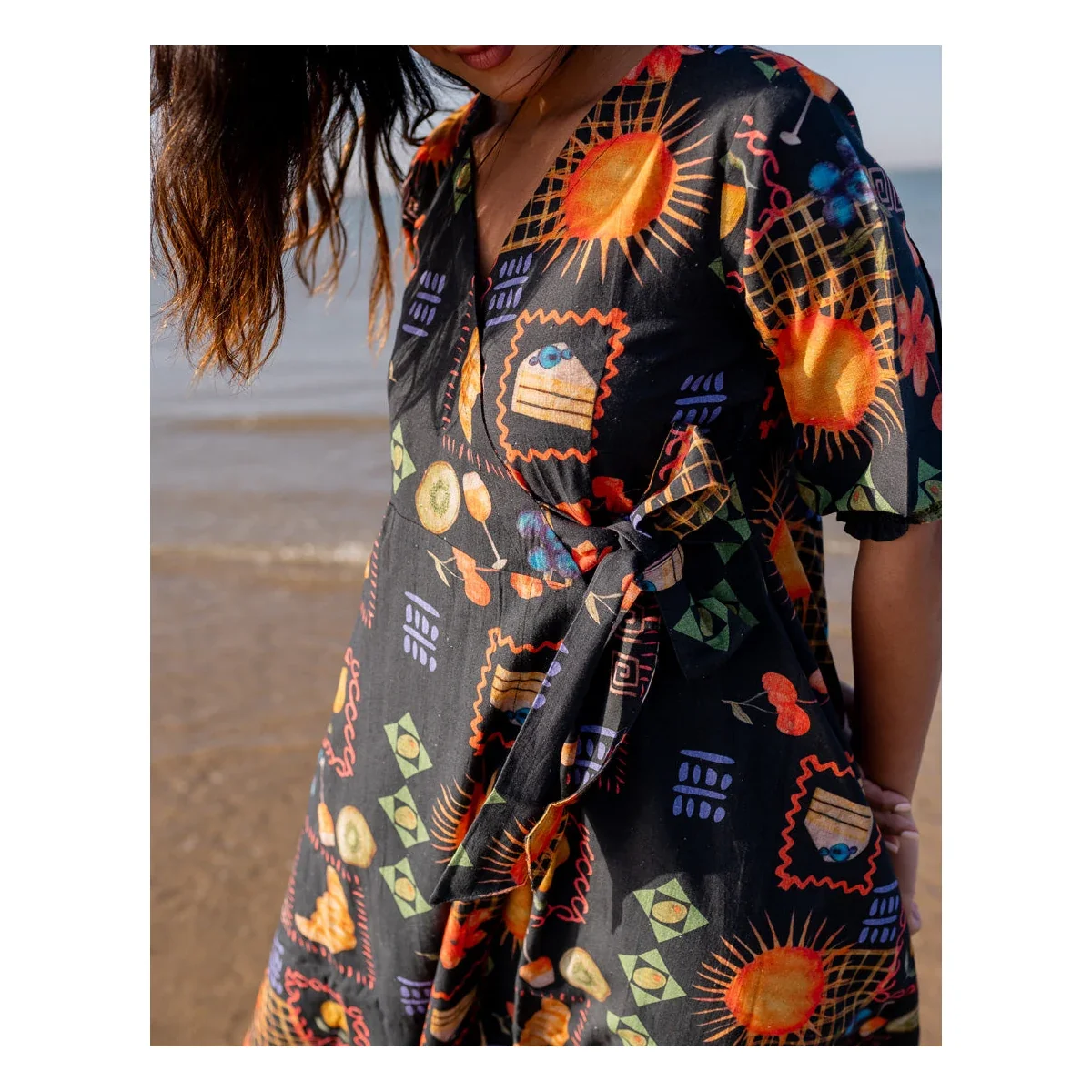 Premium Galaxy Black Wrap Dress thumbnail 3