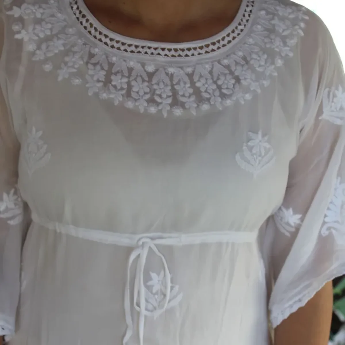 Lucknowi Chikankari Long Kaftan Dress thumbnail 2