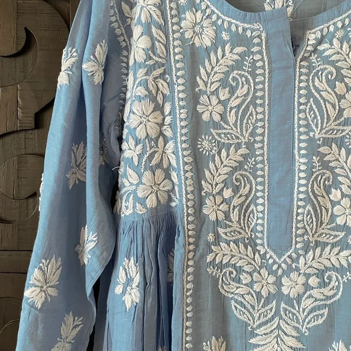 Lucknowi Chikankari Long Kaftan Dress thumbnail 3