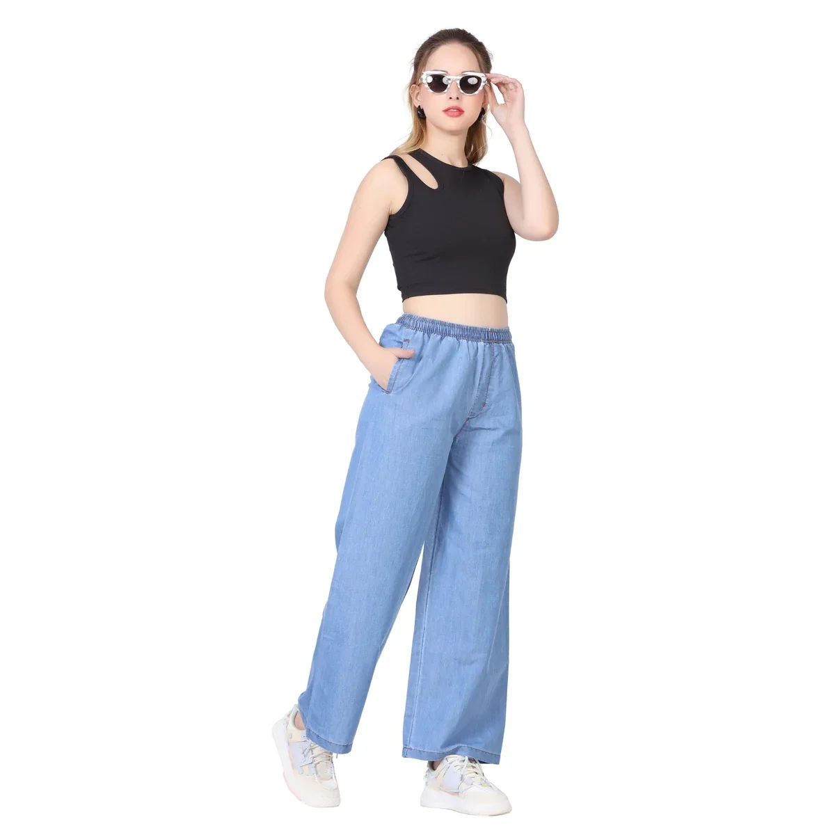 Premium Denim Palazzo - Sky Blue thumbnail 2
