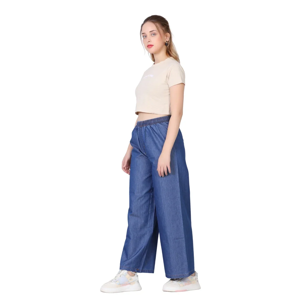 Premium Denim Palazzo - Denim Blue thumbnail 3