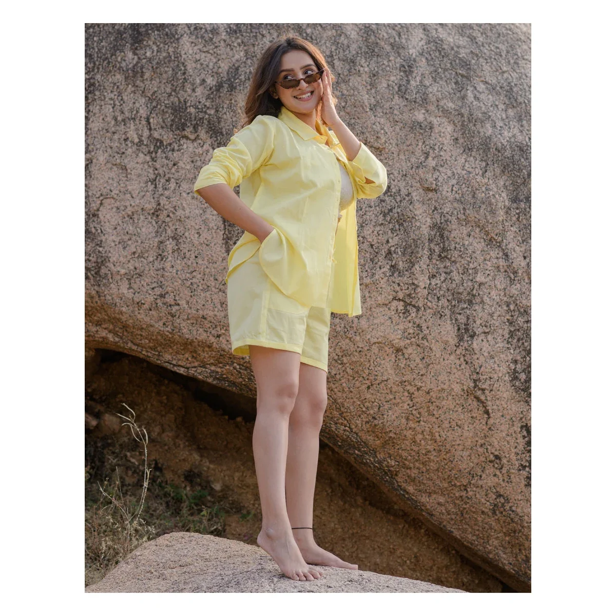 Premium Misty Yellow Shirt & Shorts Co-ord Set thumbnail 2
