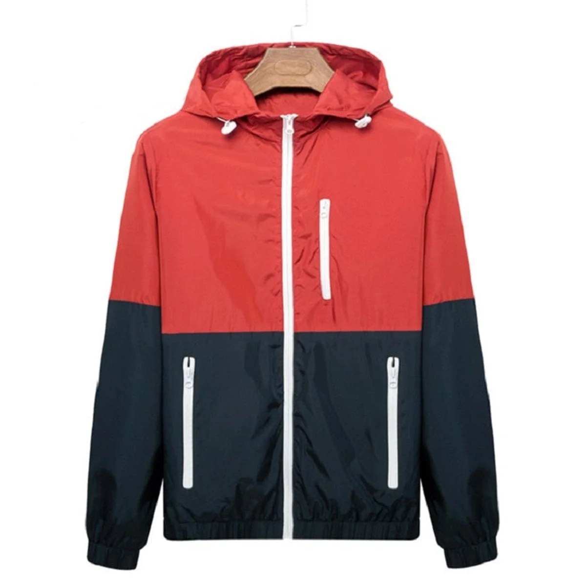 Windbreaker Men Casual Spring Autumn Lightweight Jacket 2018 New Arrival Hooded Contrast Color Zipper up Jackets Outwear Cheap - Image 1