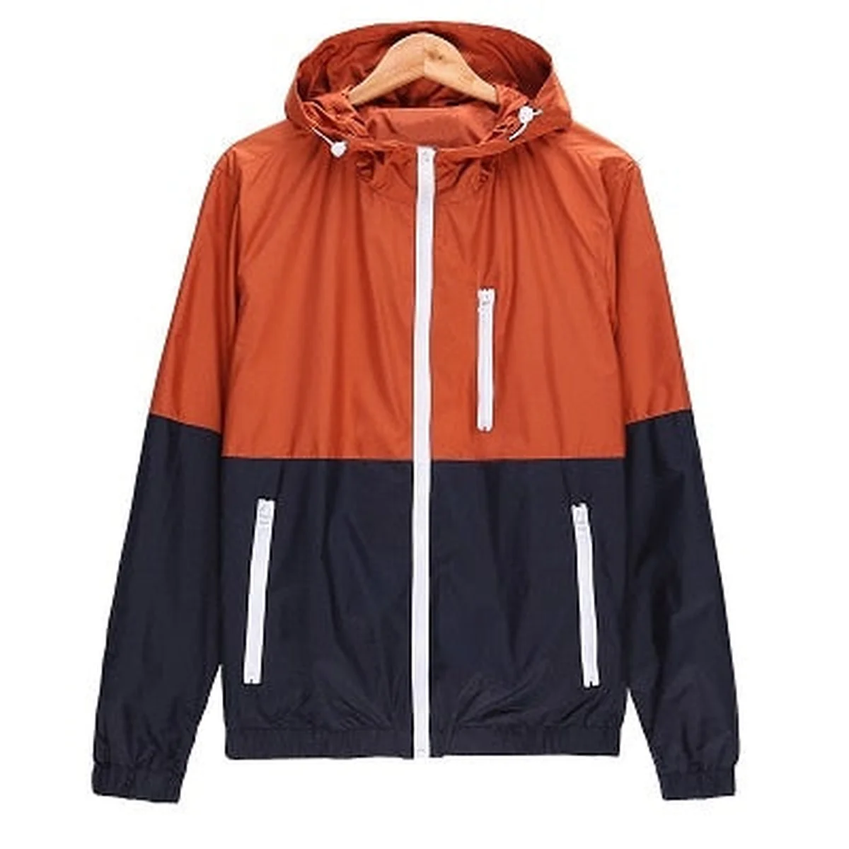 Windbreaker Men Casual Spring Autumn Lightweight Jacket 2018 New Arrival Hooded Contrast Color Zipper up Jackets Outwear Cheap thumbnail 2