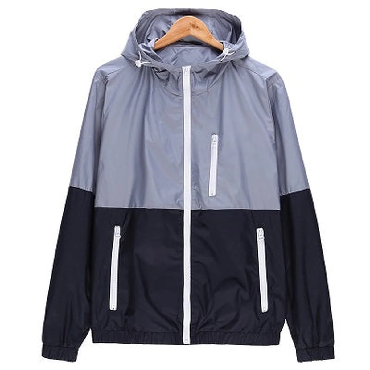 Windbreaker Men Casual Spring Autumn Lightweight Jacket 2018 New Arrival Hooded Contrast Color Zipper up Jackets Outwear Cheap thumbnail 3