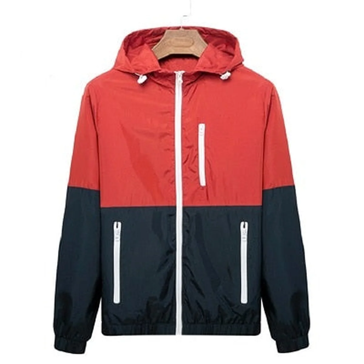 Windbreaker Men Casual Spring Autumn Lightweight Jacket 2018 New Arrival Hooded Contrast Color Zipper up Jackets Outwear Cheap thumbnail 4