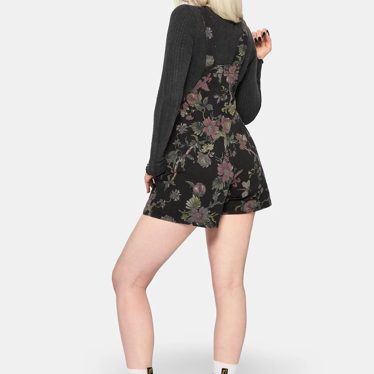 Poison Eden Print Denim Dungaree Short thumbnail 3
