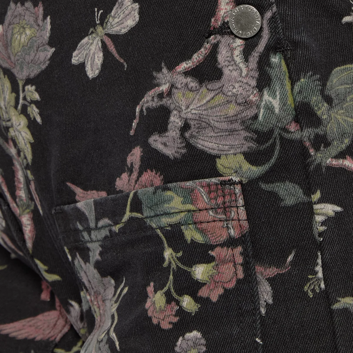 Poison Eden Print Denim Dungaree Short thumbnail 4