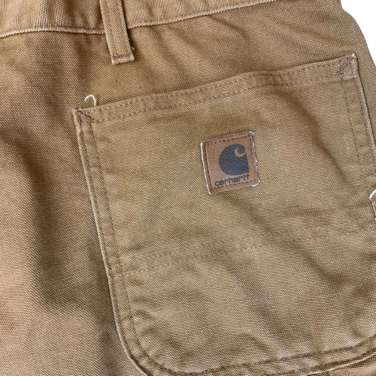 CARHARTT TAN DUCK CANVAS RELAXED DUNGAREE FIT STRAIGHT CARPENTER JEANS 42W 32L thumbnail 3