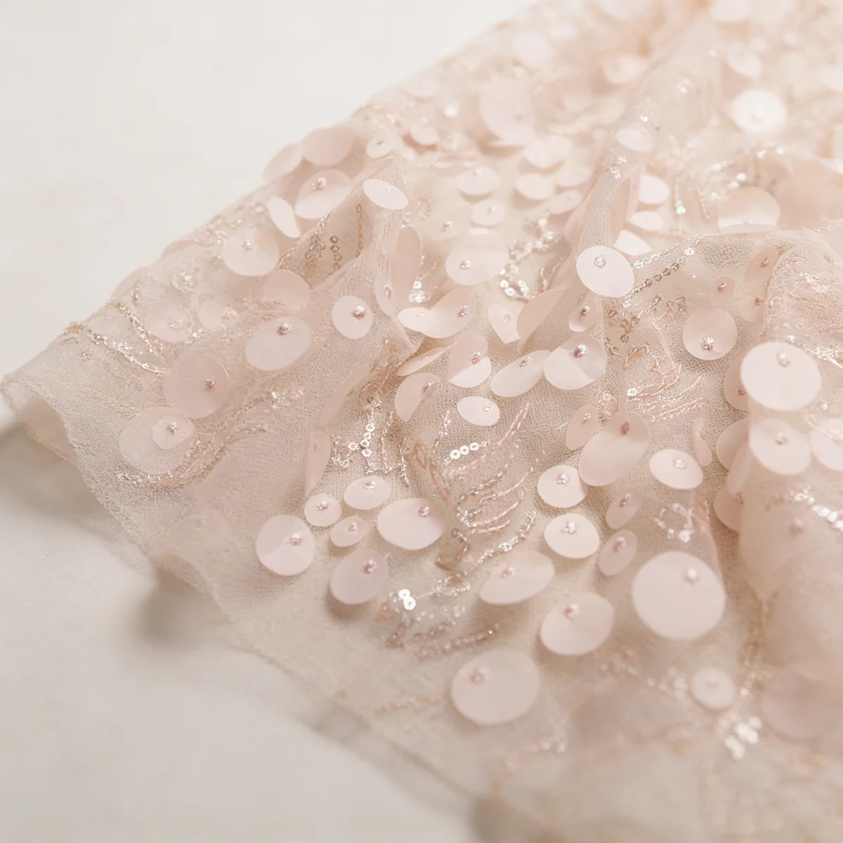 Pink Sequin Bridal Capelet with Tulle Overlay, Ribbon Tie Wedding Shawl, Romantic Blush Bridal Cover Up thumbnail 3