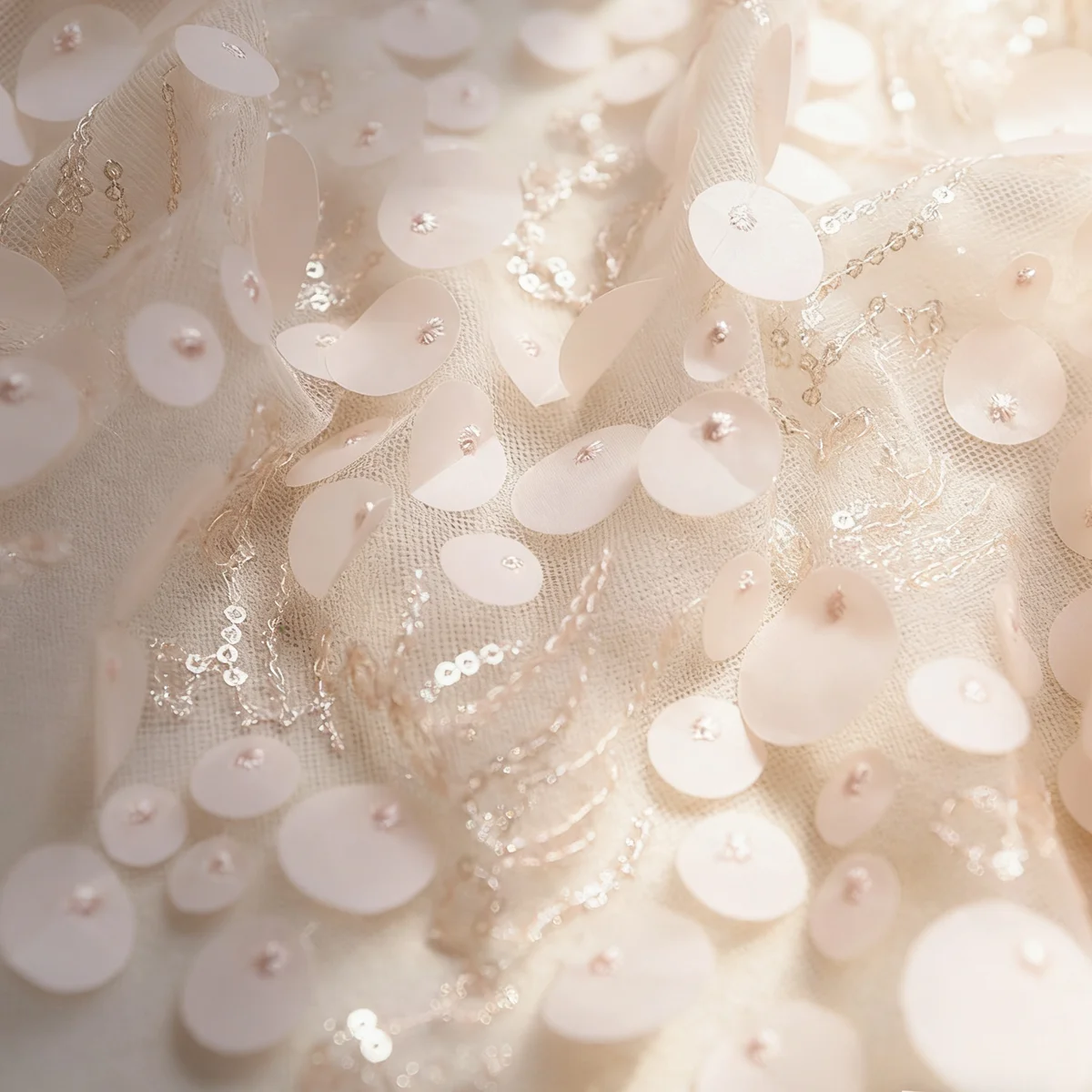 Pink Sequin Bridal Capelet with Tulle Overlay, Ribbon Tie Wedding Shawl, Romantic Blush Bridal Cover Up thumbnail 4