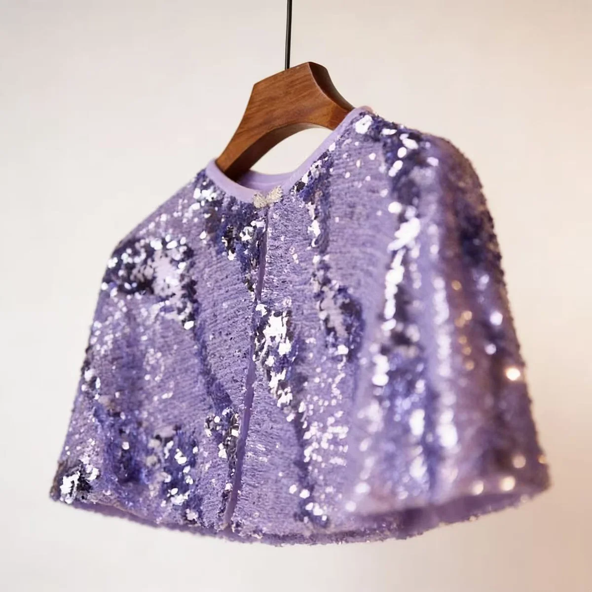 Purple Sequin Bridal Capelet, Sparkle Wedding Shawl, Elegant Evening Dress Cover Up thumbnail 3