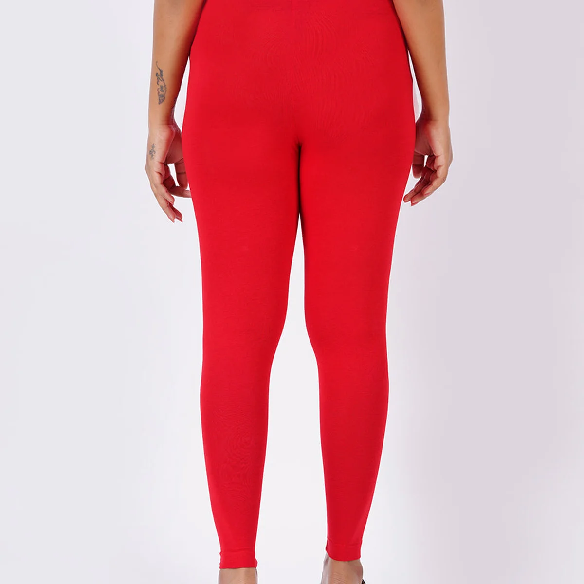 Churidar Fit Spandex Stretchable Leggings Red L09 thumbnail 2