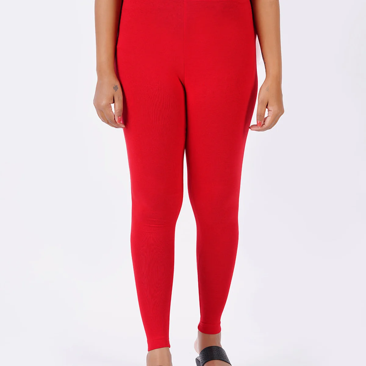 Churidar Fit Spandex Stretchable Leggings Red L09 thumbnail 3