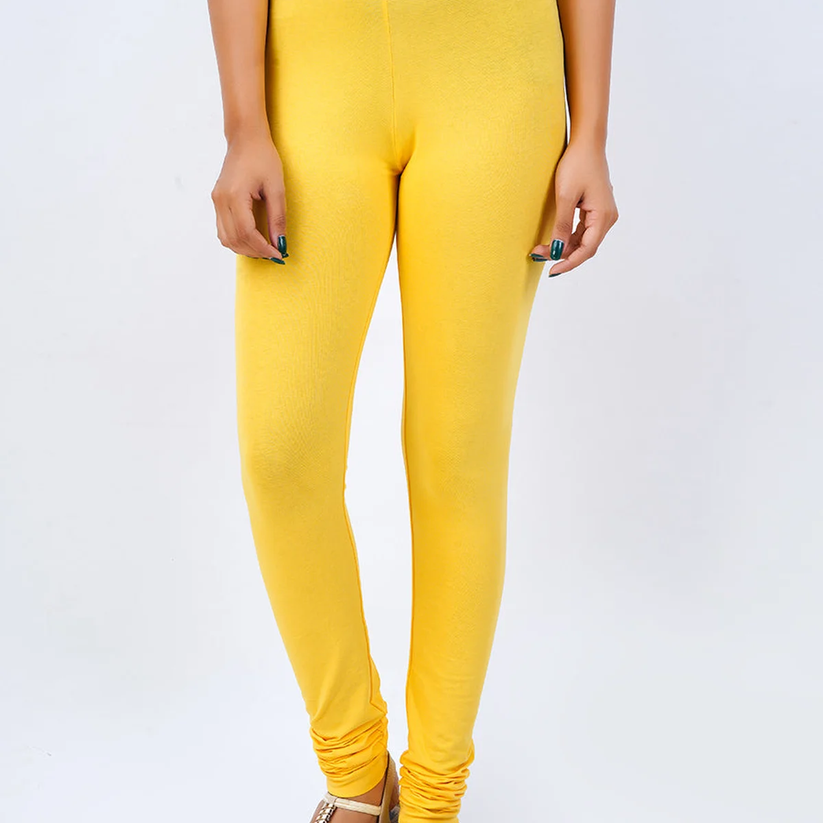 Churidar Fit Spandex Stretchable Leggings Yellow - Image 1