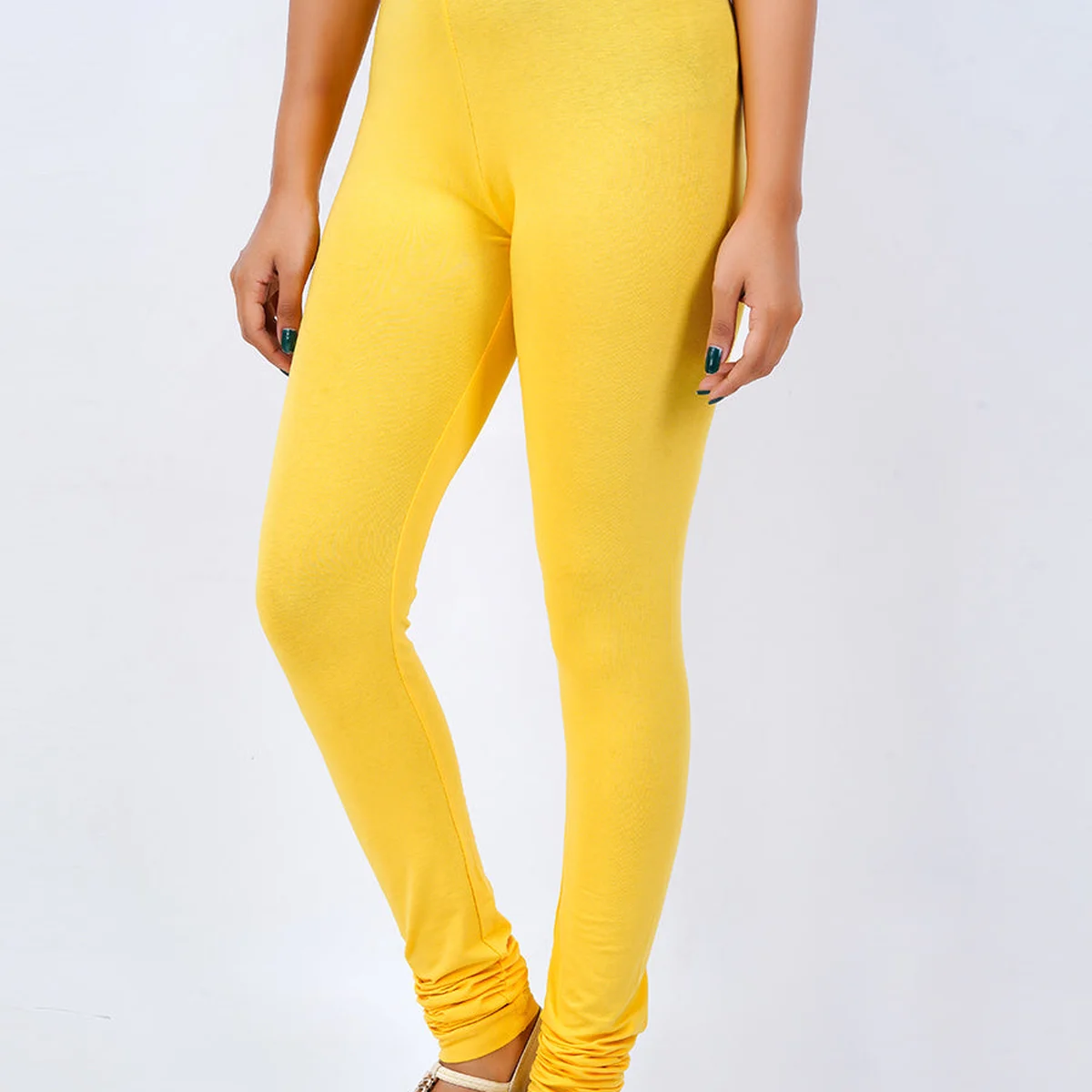 Churidar Fit Spandex Stretchable Leggings Yellow thumbnail 2