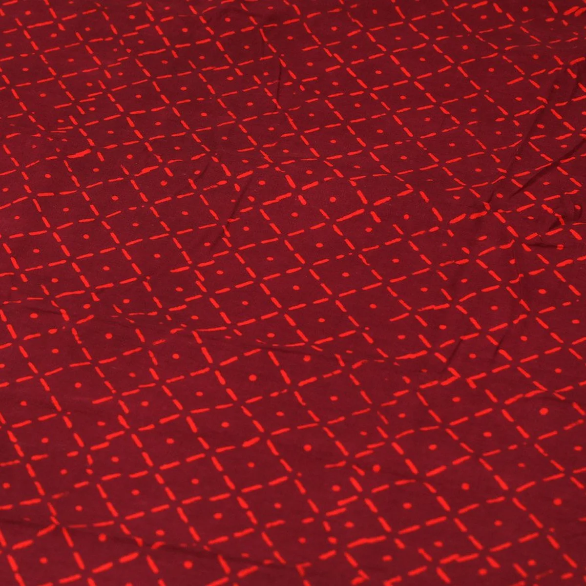 Maroon Block Butta Print Cotton Unstitched Dress Material thumbnail 4