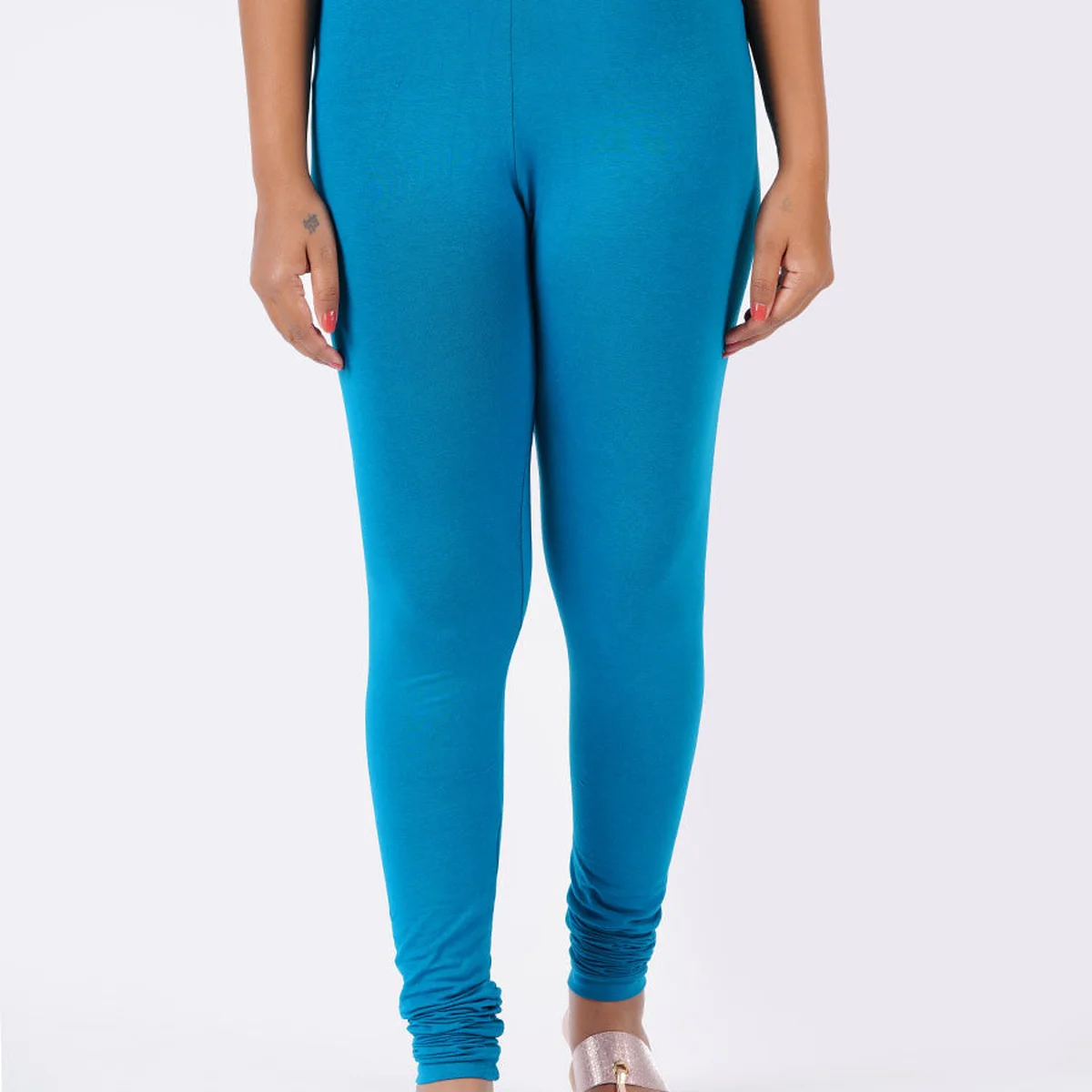 Churidar Fit Spandex Stretchable Leggings Petrol L30 - Image 1