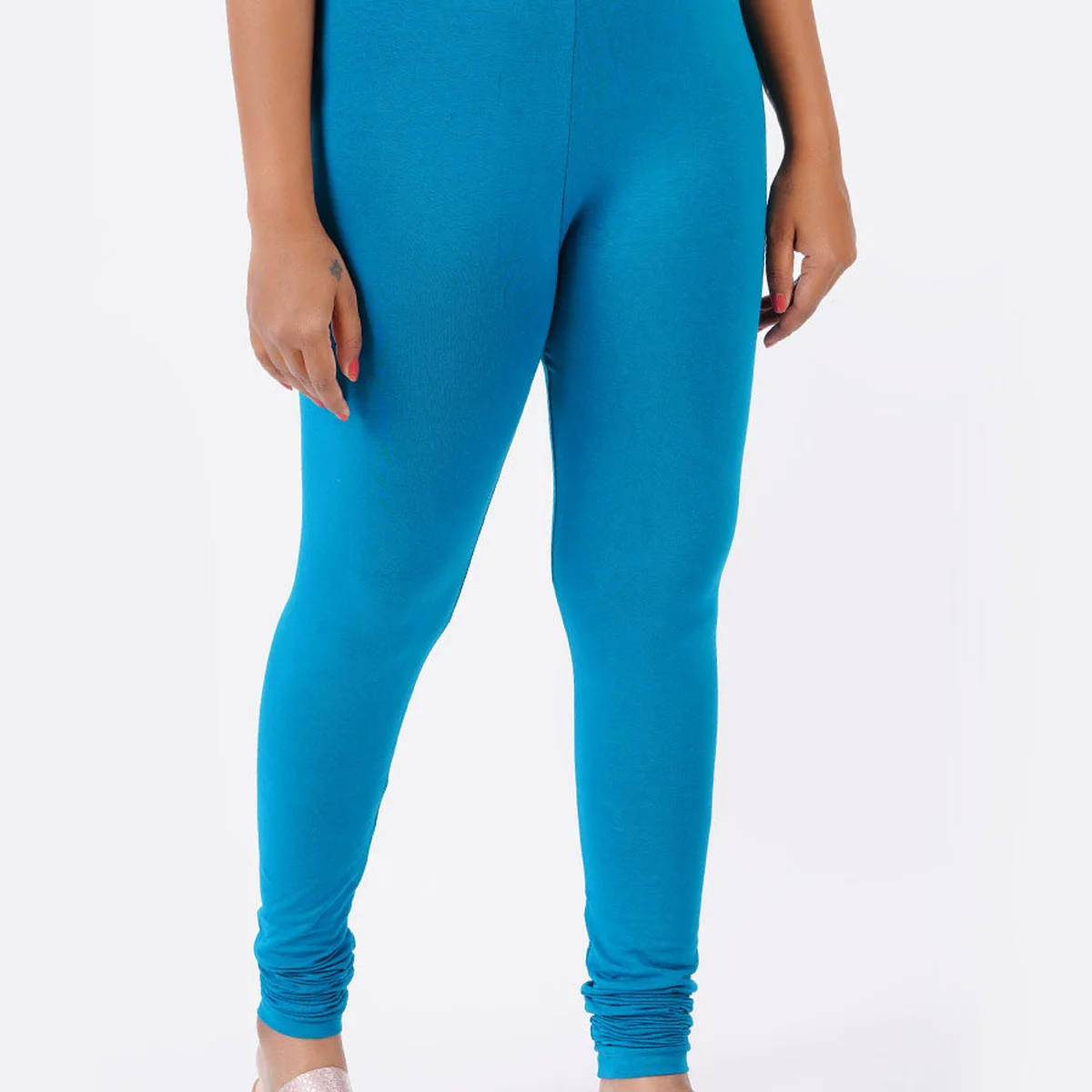 Churidar Fit Spandex Stretchable Leggings Petrol L30 thumbnail 3
