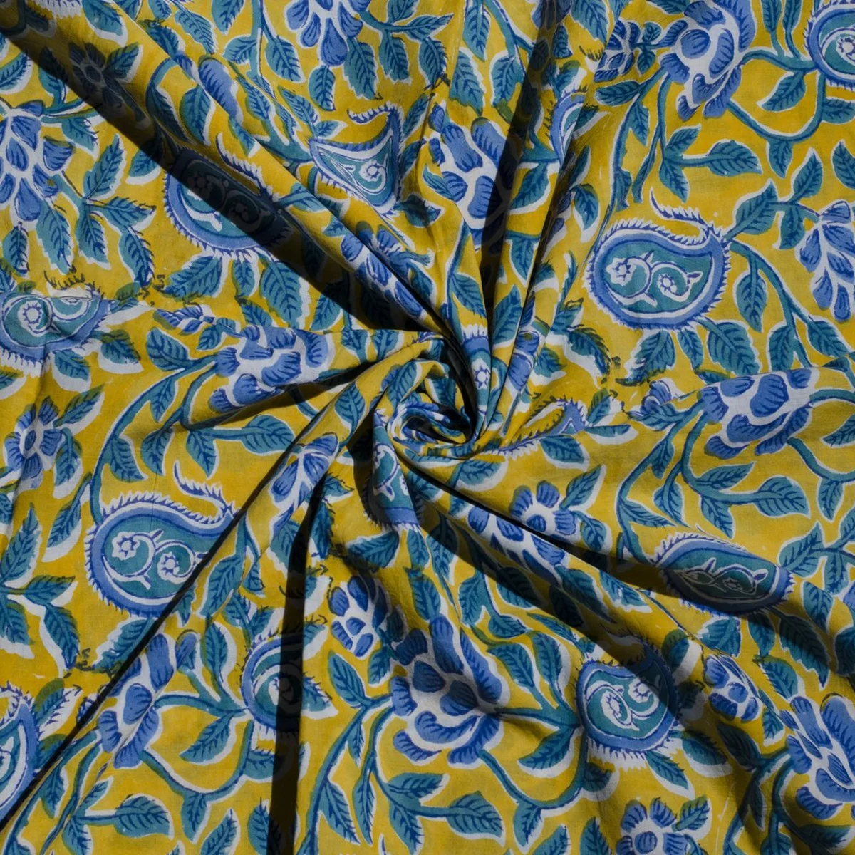 Mustard Jaal Block Print Cotton Salwar Suit Set Material thumbnail 3