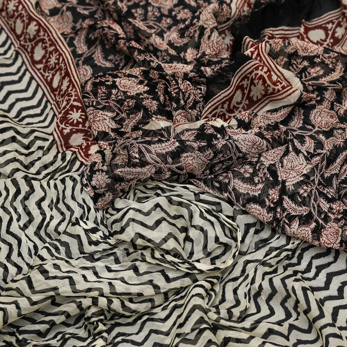 Black Bagru Jaal Print Cotton Salwar Suit Set Material thumbnail 2