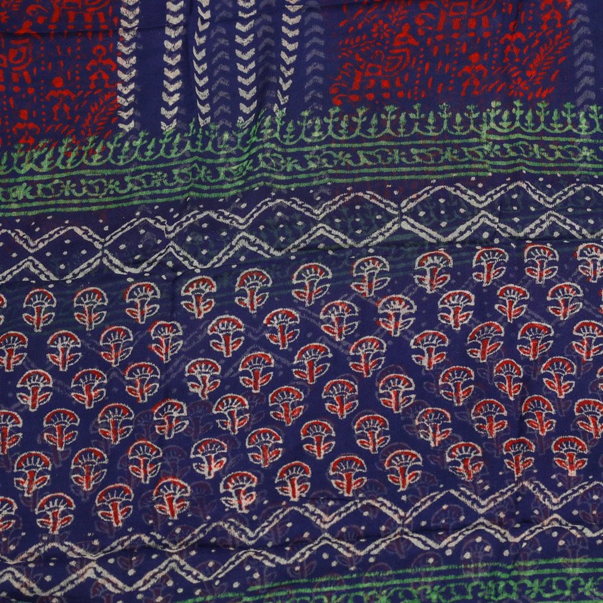 Blue Napthol Block Butti Print Cotton Suit Set Material thumbnail 2