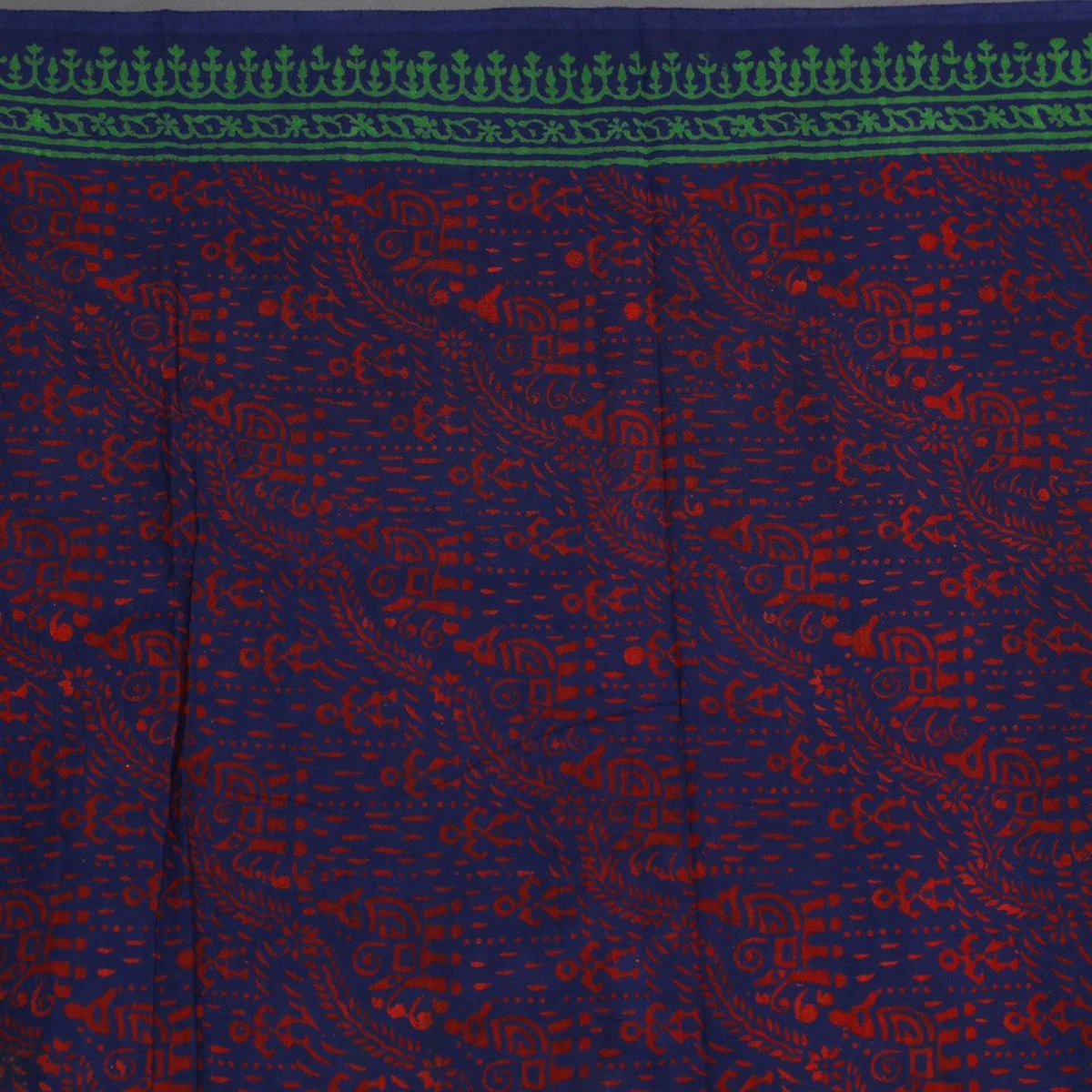 Blue Napthol Block Butti Print Cotton Suit Set Material thumbnail 3