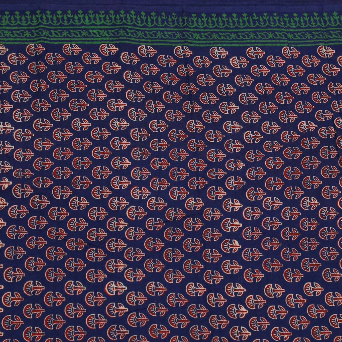 Blue Napthol Block Butti Print Cotton Suit Set Material thumbnail 4