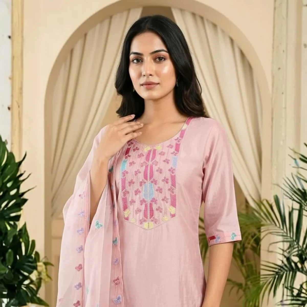 Pink Blush Bloom Cotton Suit Set thumbnail 3
