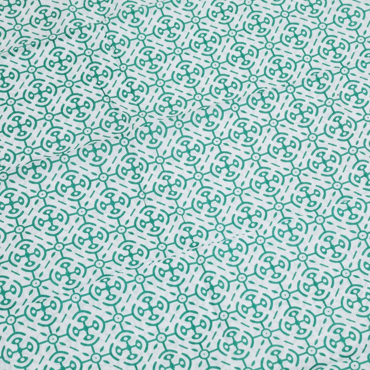 White & Green Block Butti Print Cotton Salwar Suit Material thumbnail 3