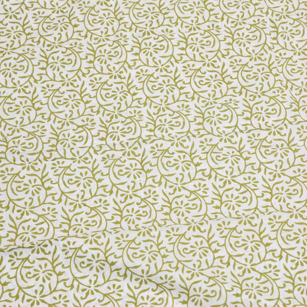 White & Yellow Jaal Block Print Cotton Suit Set Material thumbnail 3