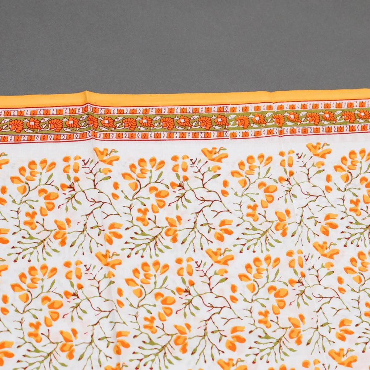 White & Yellow Jaal Block Print Cotton Suit Set Material thumbnail 4