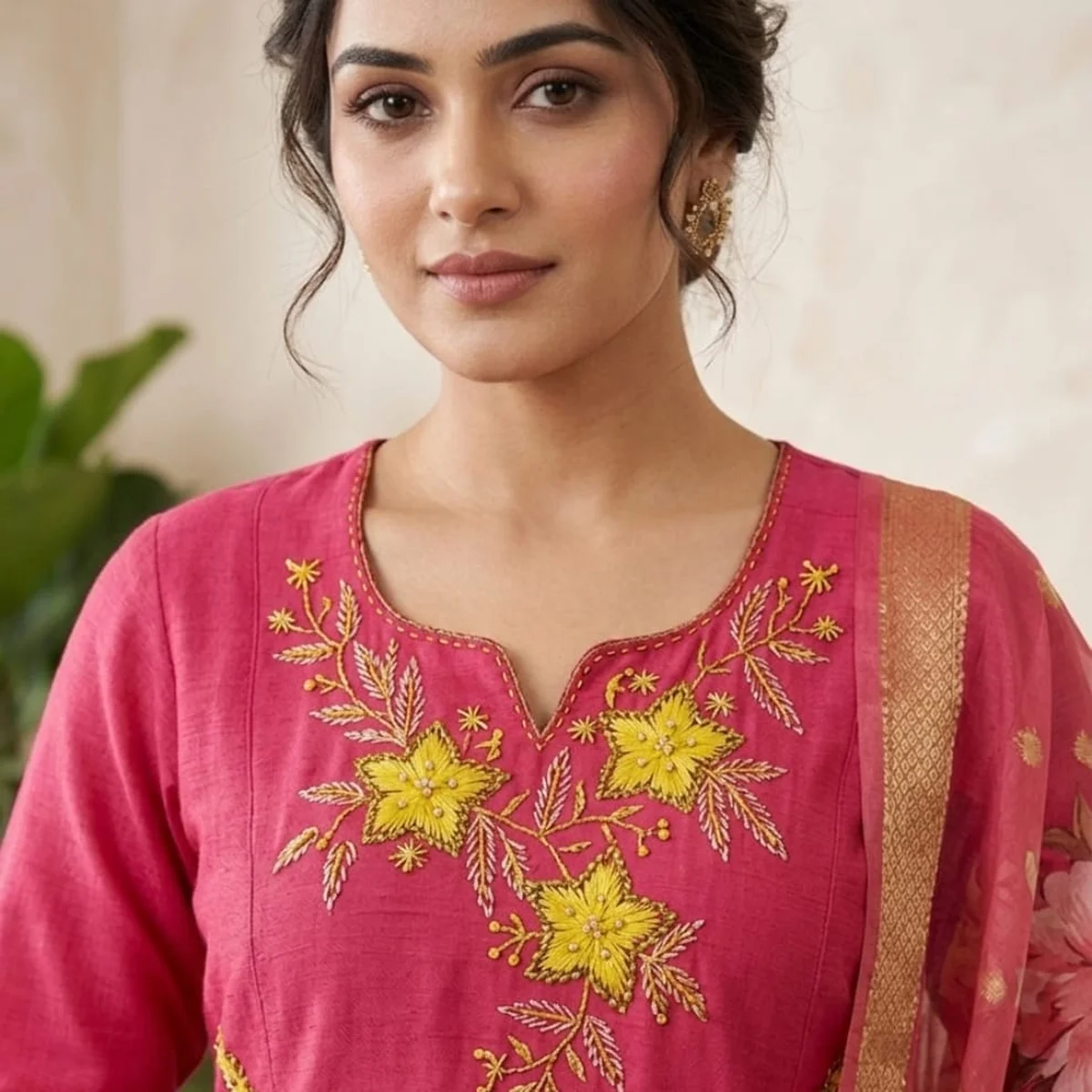 Rani Blossom Cotton Suit Set with Silk Duppata thumbnail 3