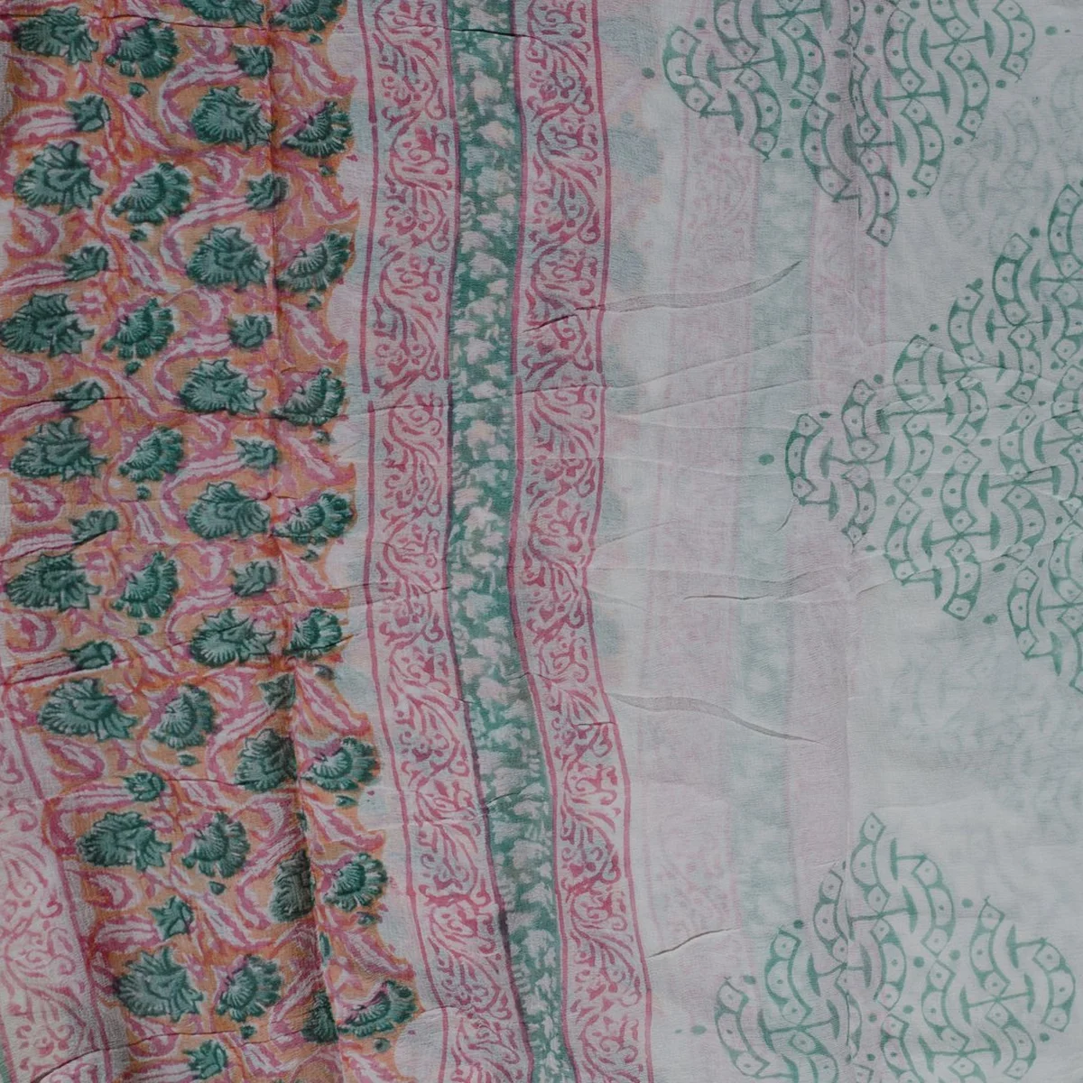 Coral Jaal Block Print Cotton Salwar Suit Set Material thumbnail 4