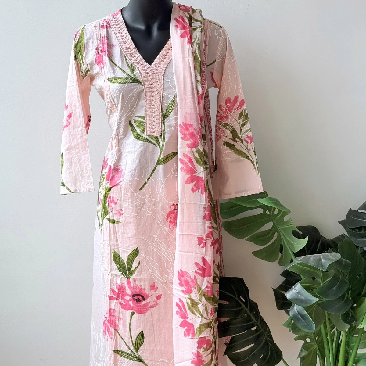 Floral printed pure cotton suit set - Image 1