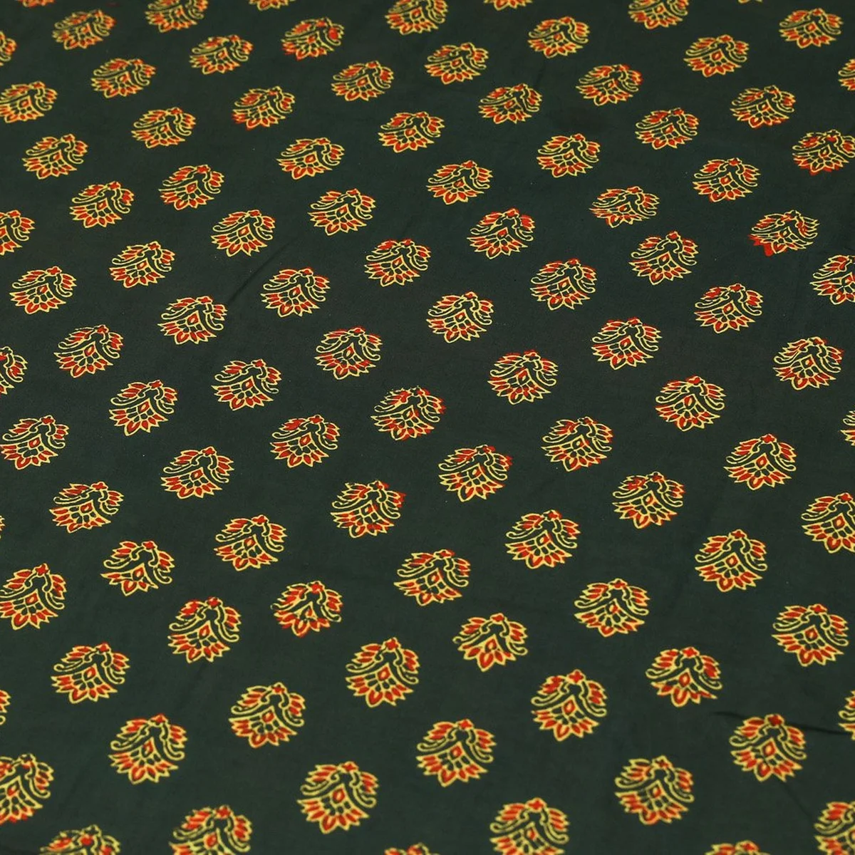 Dark Green Block Butti Printed Cotton Unstitched Salwar Suit thumbnail 2
