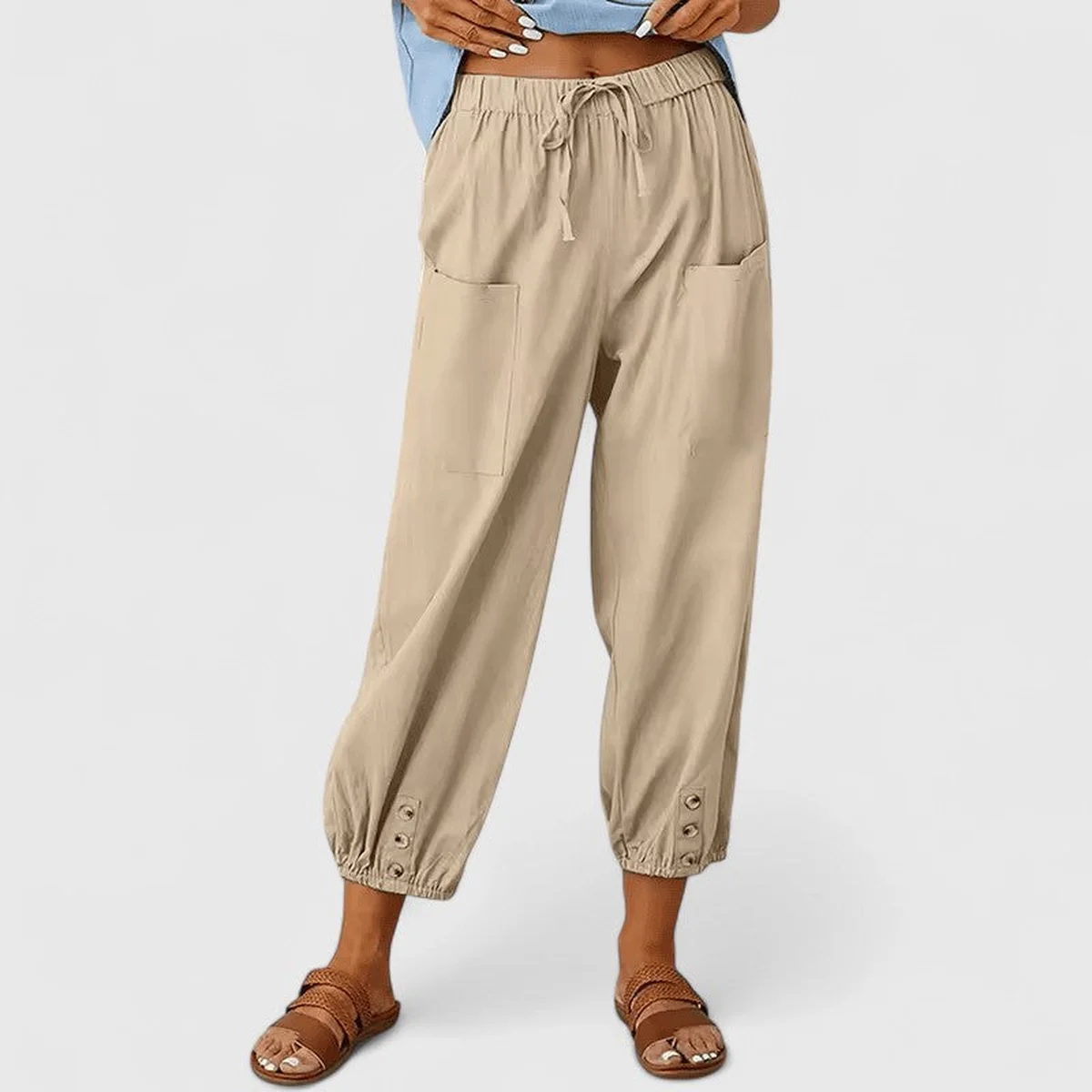 Thaline Cotton Linen Wide Leg Troers