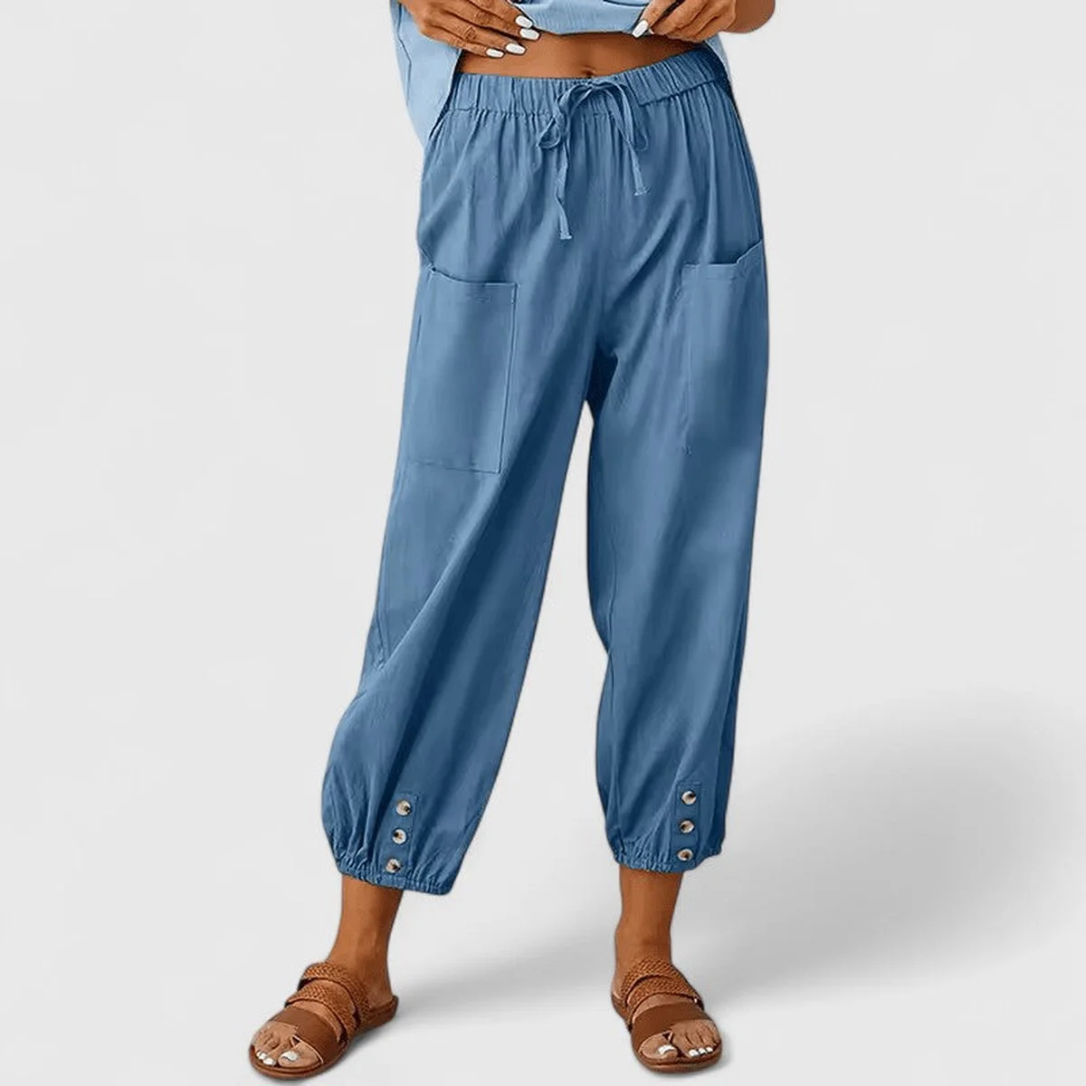 Thaline Cotton Linen Wide Leg Troers thumbnail 2