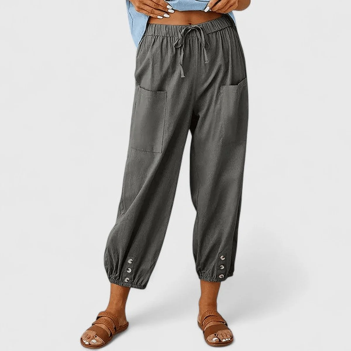 Thaline Cotton Linen Wide Leg Troers thumbnail 3