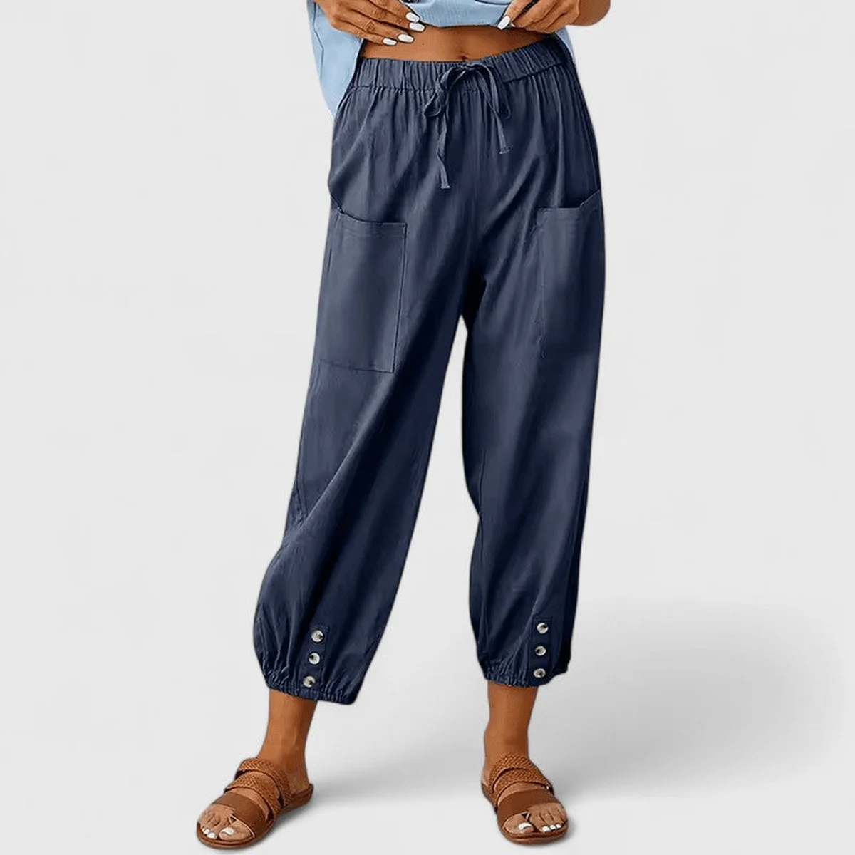 Thaline Cotton Linen Wide Leg Troers thumbnail 4