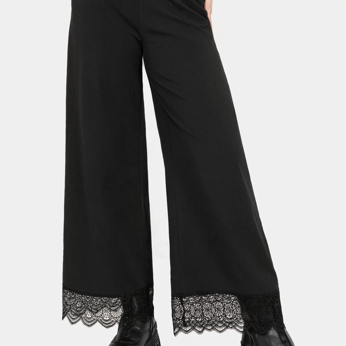Araneo Lace Hem Wide Leg Trousers